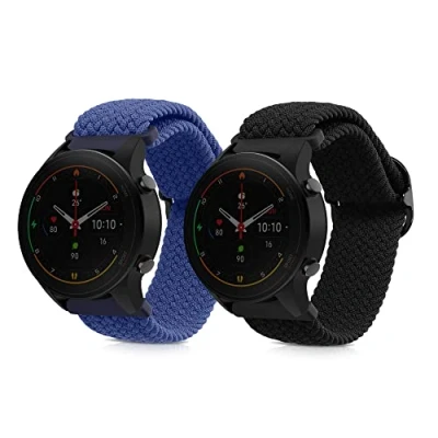 Image de kwmobile bracelet compatible avec Xiaomi Mi Watch Color Sport / S1 Active 2x de rechange en nylon pour fitness tracker noir bleu foncé