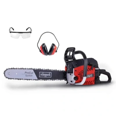 Image de Scheppach Tronçonneuse Thermique CSP530S 2,7 CV 2000 W à Essence Longueur de Guide 51cm avec Protection auditive, Lunettes