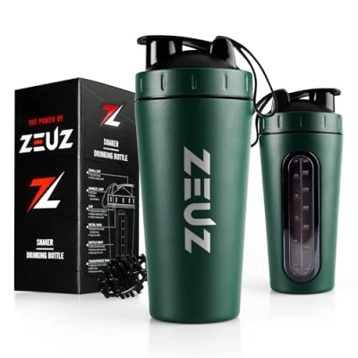 Image de ZEUZ® Tasse à Shake en acier inoxydable de qualité supérieure Sans BPA 700 ml (Vert Mat)