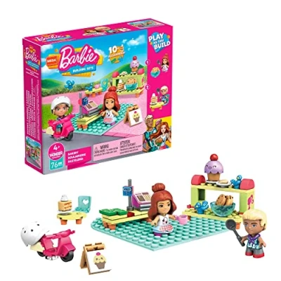 Image de Mega Stationers Construx Barbie Coffret Boulangerie avec 2 Mini Figurines, Jeu de Briques Construction, 76 pièces, pour Enfant dès 4 Ans, GWR32