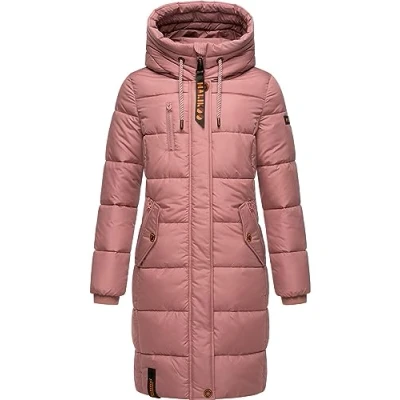 Image de MARIKOO Yuikoo Manteau d&#039;hiver chaud matelassé pour femme avec poche poitrine et capuche réglable Tailles XS à XXL, Rose foncé, M