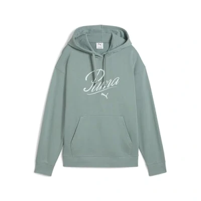 Image de PUMA ESS Script Comfort Hoodie TR, Sudaderas Con Capucha Mixte, Green Moon, XL