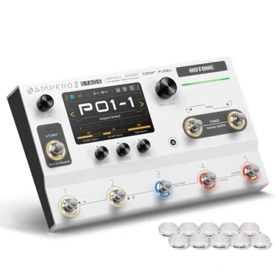 Image de HOTONE Guitare Basse Multi effets Processeur avec écran tactile Guitares Basses Modélisation IR Boxes Simulation FX Loop MIDI I/O Stereo OTG USB Audio Interface Ampero II Stage