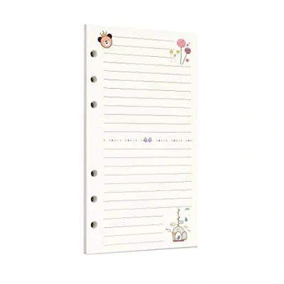 Image de Zelten Recharge de papier perforé multicolore 45 feuilles 90 pages Pour reliure à 6 trous Journal intime rechargeable (A6, Fairy Tale Ruled)