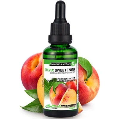 Image de ALPHAPOWER FOOD Stévia Gouttes de pêche arôme alimentaire naturel I Édulcorant Liquide très concentré 1 x 50 ml. flavour Stevia drops, Flavdrops