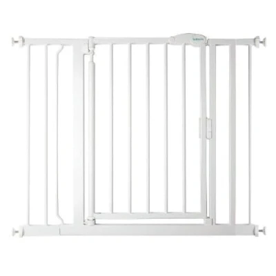 Image de Safetots Barrière de Sécurité à Pression Fermeture Automatique, 96.6cm 103.6cm, Blanc, d&#039;Escalier Automatique pour Bébé,