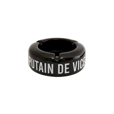 Image de Fisura Cendrier Original Noir avec Message p*Tain de Vice. d&#039;extérieur Une Phrase Amusante. Cendier Design fabriqué en céramique. Mesures : 10 x 4 centimètres.