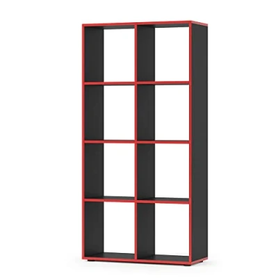 Image de Vicco Meuble de Rangement Cube Scutum, Noir/Rouge, 72 x 143 cm