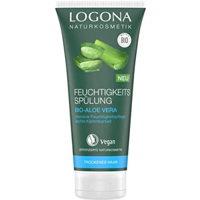 Image de LOGONA Naturkosmetik Après shampoing hydratant à l&#039;aloe vera bio naturel pour cheveux secs Hydratation intense doux Facilite le démêlage Végétalien et sans