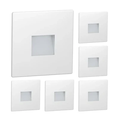 Image de ledscom.de 6 lampes d&#039;escalier LED/encastrées dans le mur FOW pour l&#039;intérieur et l&#039;extérieur, downlight, rectangulaire, 85 x 85mm, blanc chaud