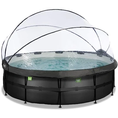 Image de EXIT TOYS Piscine Black Leather avec dôme multifonctionnelle ø488x122cm Grande Pompe à Filtre Sable et échelle de Extra Profonde Eau Propre Chaude Noir