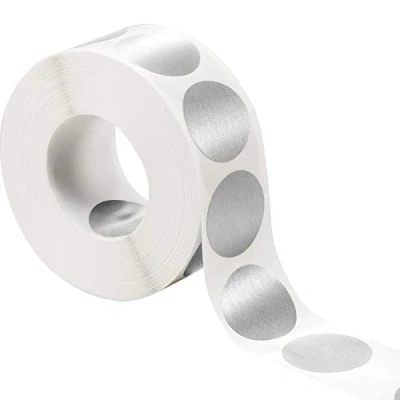 Image de 1000 Pièces 1 Pouce Autocollants à Gratter Étiquettes Rondes (Argent)