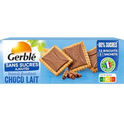 Image de Gerblé Sans Sucres Ajoutés, Biscuits Choco Fondant Lait, 12 biscuits, 126 g, 208470