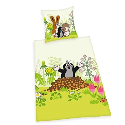 Image de Herding LA PETITE TAUPE Parure de Lit, Réversible, Housse Couette 135 x 200 cm, Taie d&#039;Oreiller 80 Coton/Renforcé