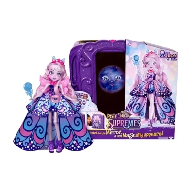 Image de Magic Mixies Pixie Supremes Mirror. Luna The Butterfly Supreme. Mix Potion, Find Moonstone, Release to Reveal a Premium Supreme Doll 26,7 cm. Plus de 50 lumières et sons