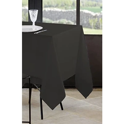 Image de Stof Nappe Taille 145x300 cm 100% Polyester Couleur Anthracite Modèle Nelson Rectangulaire Linge de Table Lavable 30 Qualité Exceptionnelle