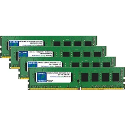 Image de 64Go (4 x 16Go) DDR4 2933MHz PC4 23400 288 PIN DIMM MÉMOIRE RAM KIT POUR ORDINATEURS DE BUREAU/CARTES MERES