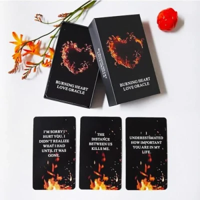 Image de LIGHTOF JUSTICE Burning Heart Love Oracle Cards Deck, Twin Flame Cards, Deck vous aide à avoir un aperçu de ce que la personne pense ou essaie communiquer avec