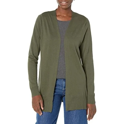 Image de Amazon Essentials Gilet Ouvert sur Le Devant Léger (Grandes Tailles Disponibles) Femme, Vert Olive, XS