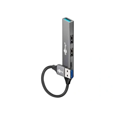 Image de Goobay 74458 hub &amp; concentrateur USB 2.0 Type A 5000 Mbit/s Gris clair Neuf