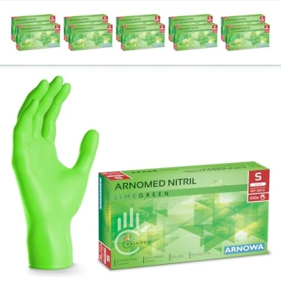Image de ARNOMED gants jetables vert, nitrile taille S, gant jetable 2000 pièces (20 boîtes), en non poudrés &amp; sans latex, cuisine, a usage unique XS, M, L XL