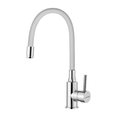 Image de GRIFEMA Irismart G4002 3, Robinet de Cuisine avec Bec Flexible, Mitigeur d&#039;évier Monocommande, Chrome, Exclusivité Amazon, Blanc/Chromé