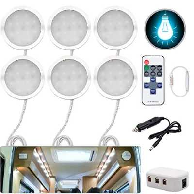 Image de JUTTAUTO Spot LED intérieur 12 V 3 W encastrable pour camping car, camion, caravane, bateau, bus (6 lumières)