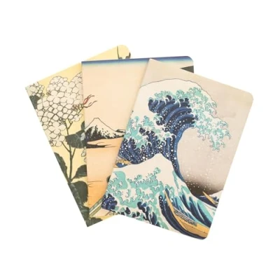 Image de Grupo Erik Lot de 3 Carnets Hokusai Carnet Notes A6, Notebook, Voyage, Recettes, Journal Intime