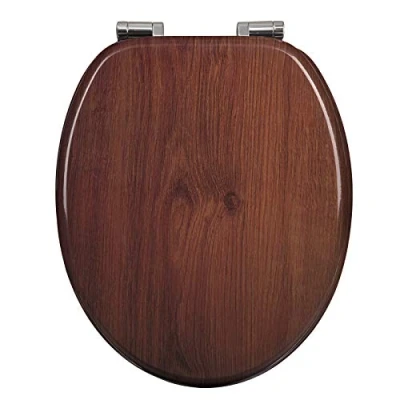 Image de WOLTU Abattant WC Couvercle en Bois MDF Soft Close avec Frein de Chute pour Couvette O Siège Toilette Antibactérien Charnières Zinguées et Inoxyables Ajustables, Montage par Dessous