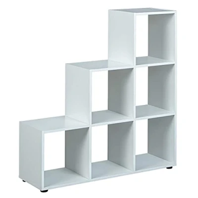 Image de Inter Link Étagère Séparateur de pièce Bibliothèque avec 6 compartiments sur pied à dossiers Revêtement mélaminé Compatible les boîtes pliantes Winny Cadore