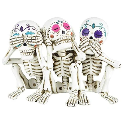 Image de Nemesis Now Figurine Squelette des Trois Calaveras de la Sagesse 20,3 cm, polyrésine, Blanc, Taille Unique