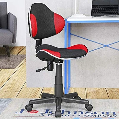 Image de BAKAJI Fauteuil de bureau présidentiel en tissu respirant et structure polypropylène, rotation 360 degrés, hauteur réglable, décoration maison, (rouge noir)