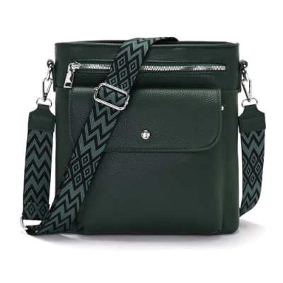 Image de YISUOHOOM Grand Sac a Main Femme Tendance Bandouliere Vert Avec 4 poches et 6 compartiments