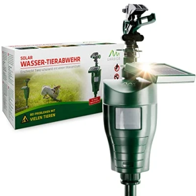 Image de GARDIGO® Répulsif à Jets d&#039;eau Solaire pour Animaux I Dissuasif Oiseaux, Chats, Chiens Effaroucheur Hérons, Pigeons, Oiseaux Détecteur de Mouvement PIR Portée jusqu&#039;à 10 m.
