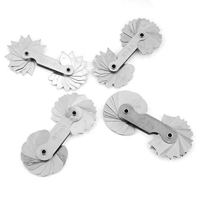 Image de 4pcs Jauges de Rayon Outil Mesure Convexe Concave Jauge Filet en Acier Inoxydable, Plage R0.3 1.5 / R1 6.5 R7 14.5 R15 25