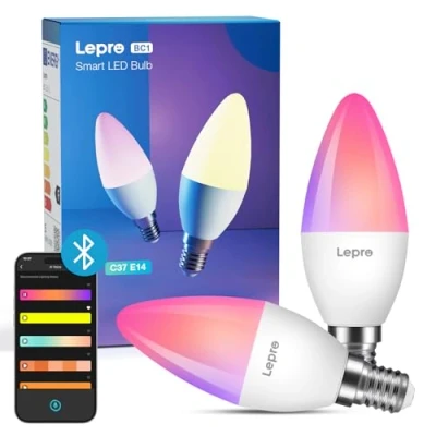 Image de Lepro BC1 IA Ampoules Connectée E14, Éclairage Généré par LLM, Ampoule LED E14 RGBCCT Dimmable App Contrôle, Compatible avec Alexa et Google Assistant, Music Sync, Contrôle Vocal, Lot de 2
