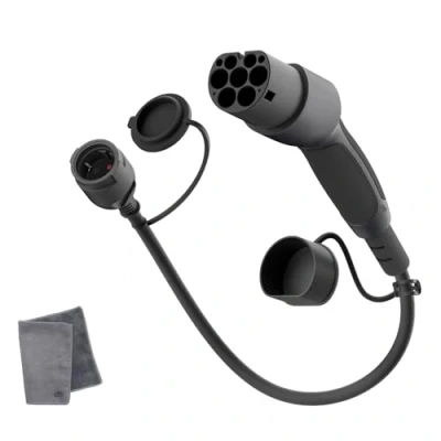 Image de dé Adaptateur Type 2 vers Schuko 16A 0,6m Chargement Facile aux bornes de Recharge/Wallbox 230V, IP55 pour Vélo Électriques, Scooter Électriques et Motos Pas V2L
