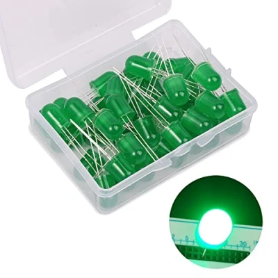 Image de 10mm Diodes Électroluminescentes LED, Vert Ronde Diffuse Lumieres à Diodes, 3V Bi pin Diode Ampoule Haute Luminosité Lampe Souder (40 Pièces)