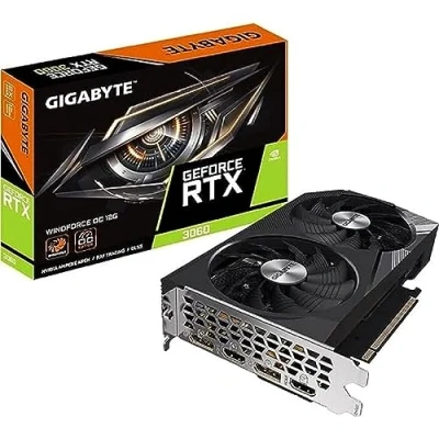 Image de Gigabyte NVIDIA GeForce RTX 3060 WINDFORCE OC V2 Carte graphique 12GB GDDR6, 192 bit, PCI E 4.0, 1792MHz Core Clock, 2x DP 1.4, 2 x HDMI 2.1, Ampere GV N3060WF2OC 12GD