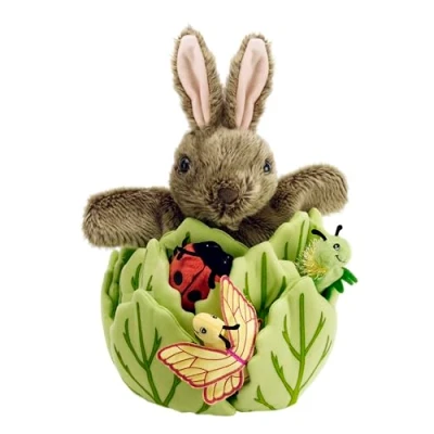 Image de The Puppet Company Hide Away Puppets Rabbit in A Lettuce with 3 Mini Beasts Hand
