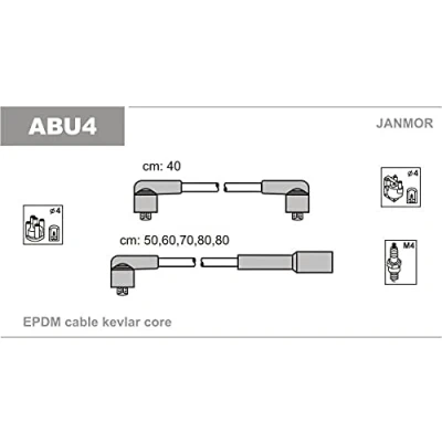 Image de JANMOR ABU4 Jeu De Fils d&#039;Allumage AUDI: 80 B4 Berline, Cabriolet B4, 100 C4 Avant, VOLKSWAGEN: Passat B2 3/5 portes, Berline