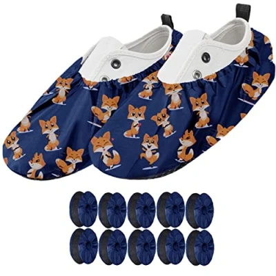 Image de Ferocity Couvre Chaussures Réutilisables EU 25 30 Hydrofuges Protège Antidérapants et Lavables pour Enfants Garçons Filles en Polyester de Haute Qualité avec Colorés Foxes x5 [142]