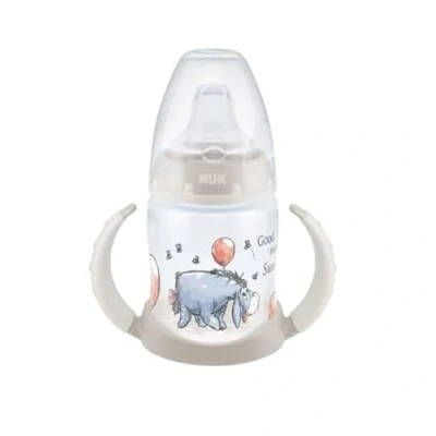 Image de NUK First Choice+ Gourde d&#039;apprentissage Disney Winnie l&#039;ourson 6 18 mois Indicateur de contrôle la température 150 ml Valve anti colique Bec fuite Poignées ergonomiques BPA