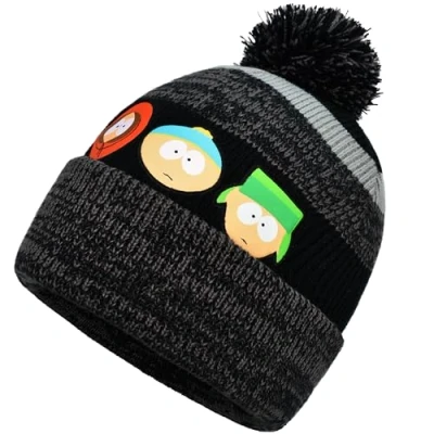 Image de Concept One South Park Bonnet d&#039;hiver tricoté en Acrylique avec Manchette et Pompon, Multicolore, Taille Unique Mixte