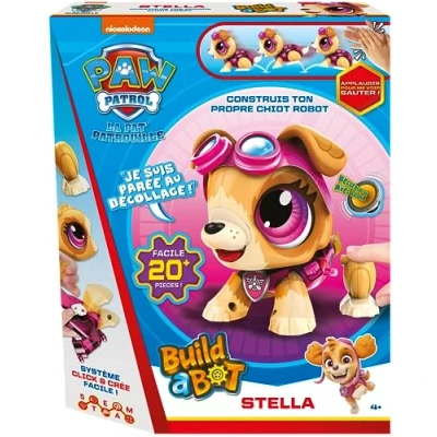 Image de La Pat&#039;Patrouille Stella Build A Bot Jeu de Construction Jouet Interactif Construis Ton Propre Chiot Robot Pour Enfants à Partir 4 Ans Apprentissage du Son Piles Non Incluses 20 Pièces