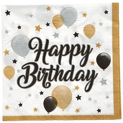 Image de Procos Lot de 20 serviettes en papier imprimées &quot;Happy birthday&quot; étoiles et ballons 33 x cm 10232053 Multicolore Taille Unique