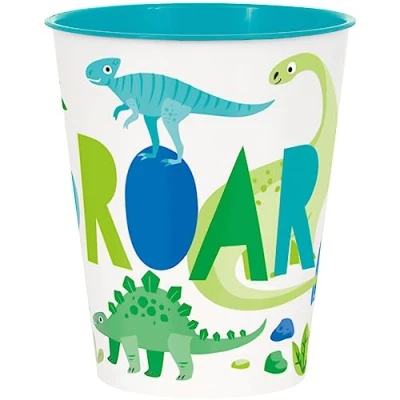 Image de Tasse à friandises dinosaure bleu et vert 295 ml Par unité
