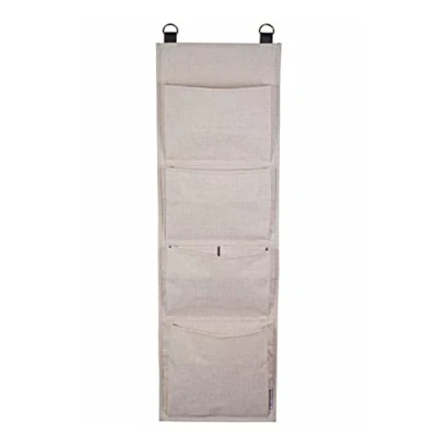 Image de Bigso Box of Sweden étagère à Suspendre au Mur ou la Porte Organiseur de 4 Compartiments pour Accessoires, etc. Rangement Chaussures en Polyester et Carton Moderne Effet Lin Beige