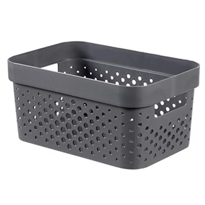 Image de CURVER Panier de Rangement Infinity 4,5L 100% Recyclé Multiusage, Empilable et Emboîtable 26 x 17,5 12,3 cm Gris