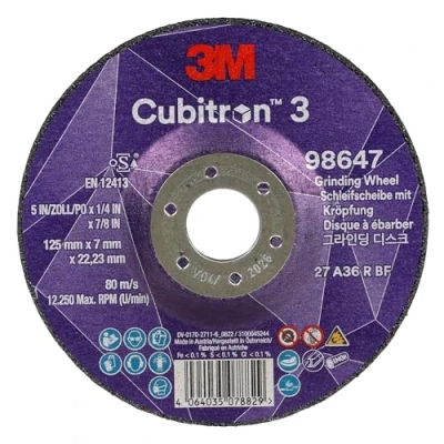 Image de Cubitron à meuler moyeu déporté 3, 98647, 36+, T27, 125 mm x 7 22,23 mm, EN, 10/paquet